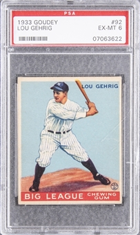 1933 Goudey #92 Lou Gehrig – PSA EX-MT 6